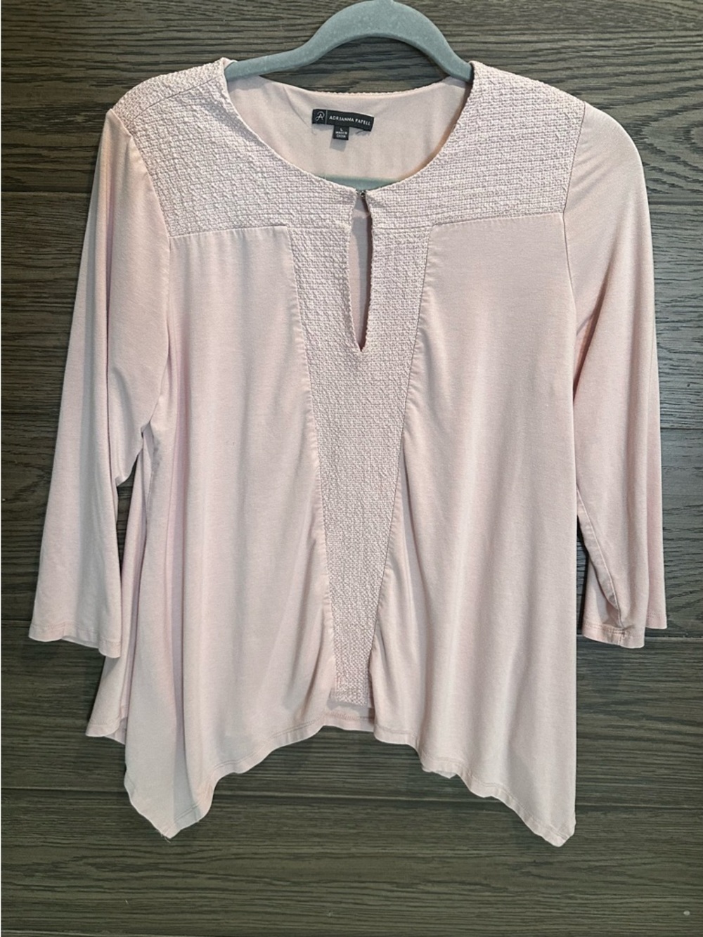 Adrianna Papell Pale Blush Pink Textured V-Keyhole Tunic